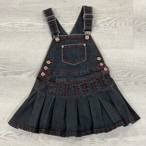 Pumpkin Patch Girls Denim Jumper Dress Dark Wash Red Stitching Size 5